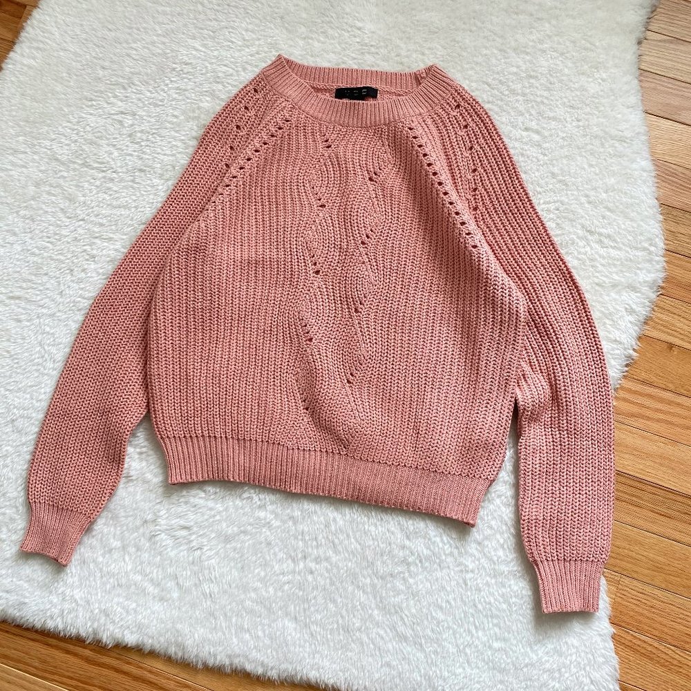 U2B NWOT Women's Cropped Chunky Waffle Knit Sweater, Old Rose, Size Medium